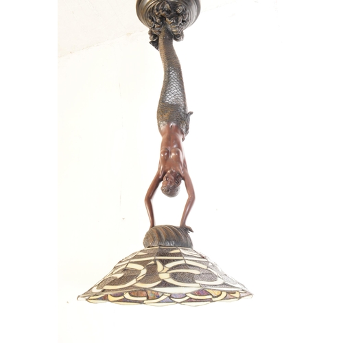 901 - Widdop & Bingham - A contemporary Tiffany Art Nouveau half nude female mermaid standing light lamp. ... 