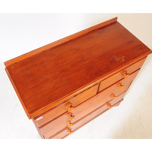 924 - A Victorian 19th century pine chest of drawers. Rectangular form with shallow gallery back with conf... 