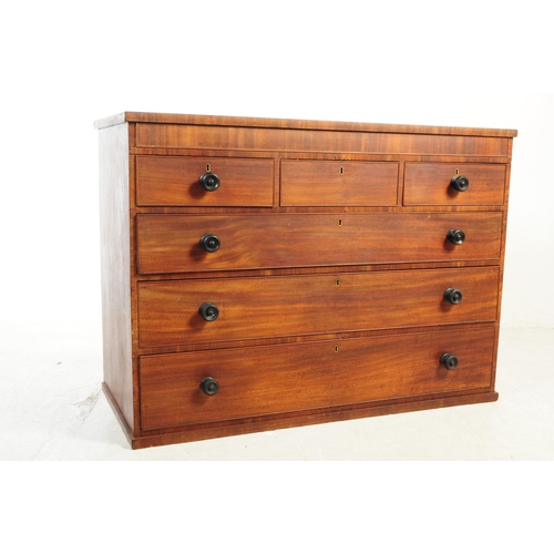 927 - A Victorian 19th century mahogany chest of drawers. Rectangular form with three parallel  short draw... 