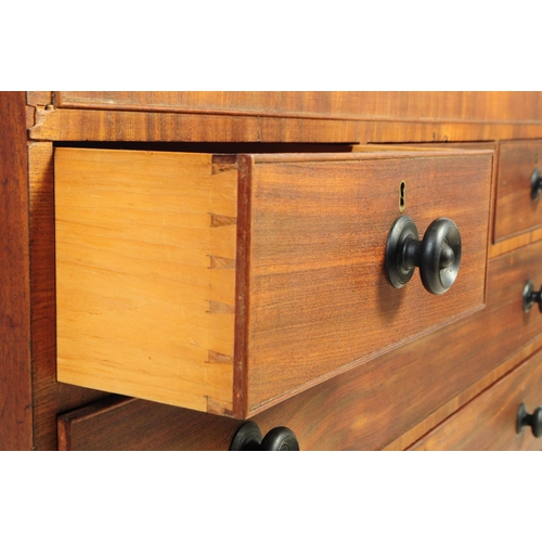 927 - A Victorian 19th century mahogany chest of drawers. Rectangular form with three parallel  short draw... 