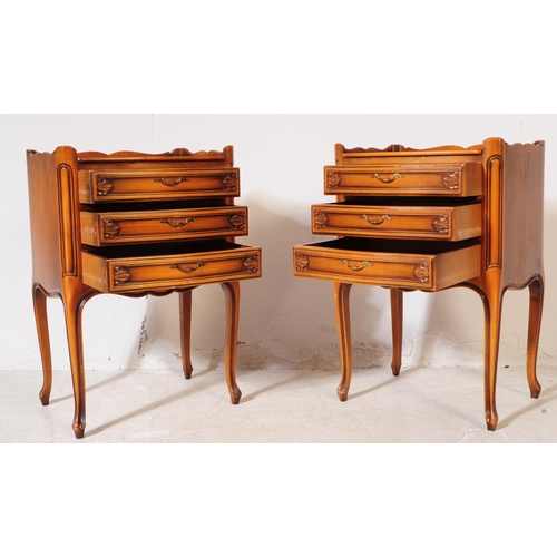 929 - A pair of French Louis XVI revival walnut bedside tables / chests of drawers. The chests of drawers ... 