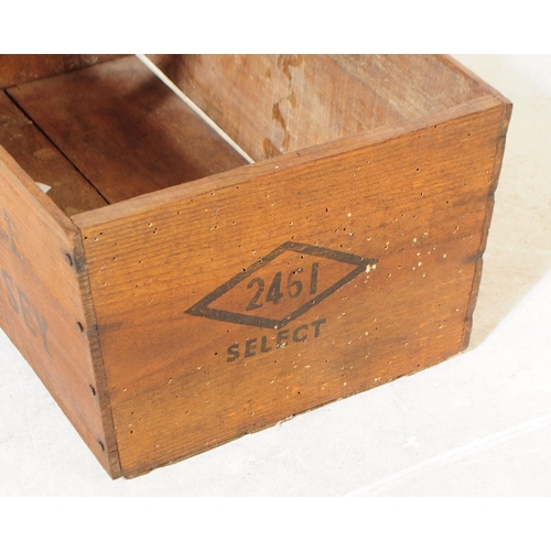 981 - A collection of three vintage wooden trugs, with leather handles, rectangular form with one stamped ... 