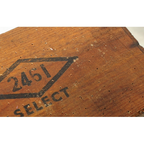 981 - A collection of three vintage wooden trugs, with leather handles, rectangular form with one stamped ... 