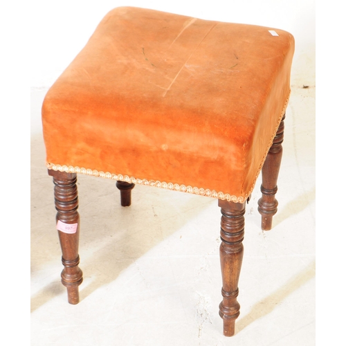 997 - A 19th century George III footstool alongside another example. The larger footstool raised on turned... 