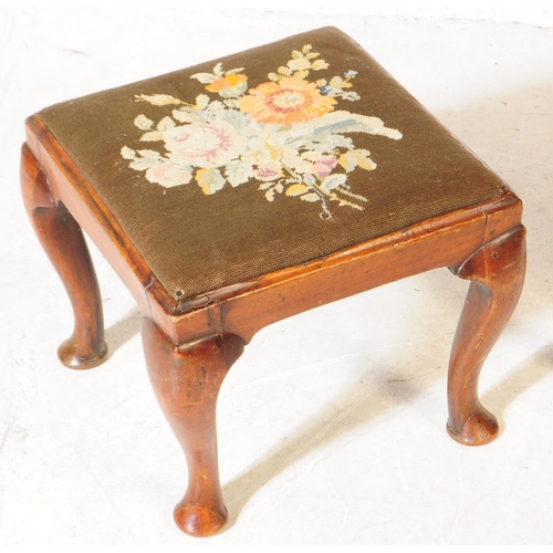 997 - A 19th century George III footstool alongside another example. The larger footstool raised on turned... 