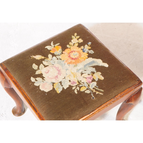 997 - A 19th century George III footstool alongside another example. The larger footstool raised on turned... 