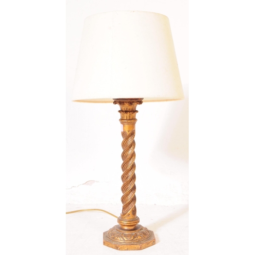 999 - A 20th century French Louis XVI revival six arm chandelier alongside a gesso side table lamp. The ch... 