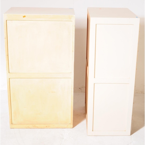 677 - A pair of vintage 20th century utility painted chest of drawers. Rectangular form with a bank of six... 