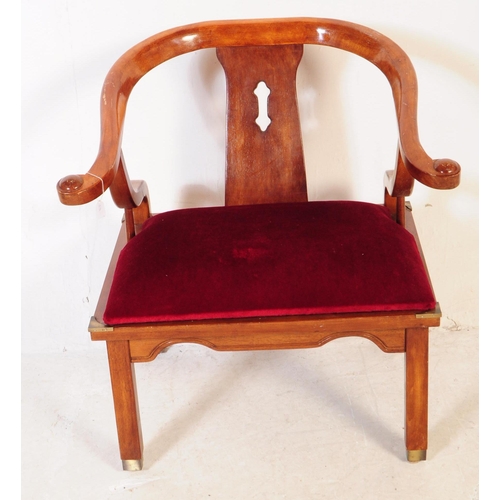 837 - A Mid-Century James Mont Style horseshoe Chinoiserie Chinese manner accent lounge chair. This Hollyw... 