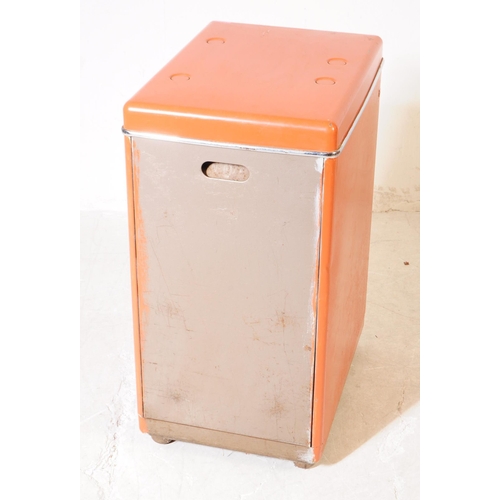 735 - A retro 20th century circa 1970s filing cabinet having painted orange and cream body with a bank of ... 