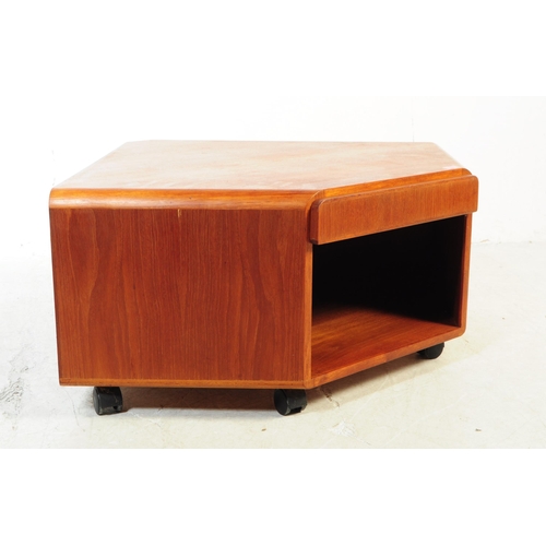 741 - A mid 20th century circa 1960s teak Danish design television TV unit cabinet. The unit having open c... 