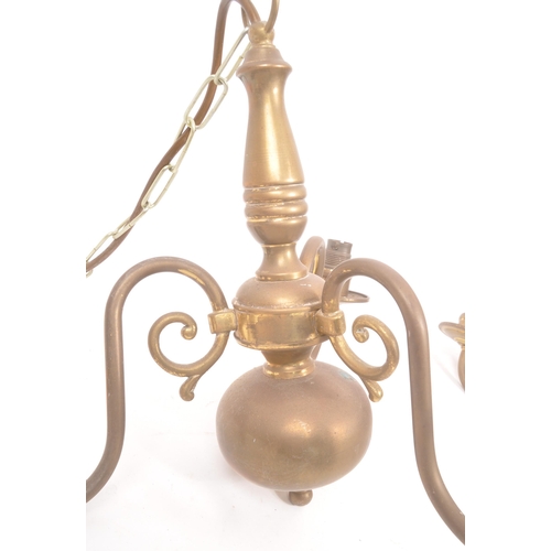 965 - Pair of vintage 20th century brass Dutch manner 3 arm chandelier. Together with a White Star wall la... 