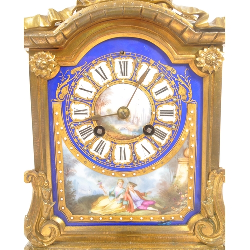 1131 - Japy Freres - A French 19th century Japy Freres, Paris gilt metal & enamel mantle clock. The clock h... 