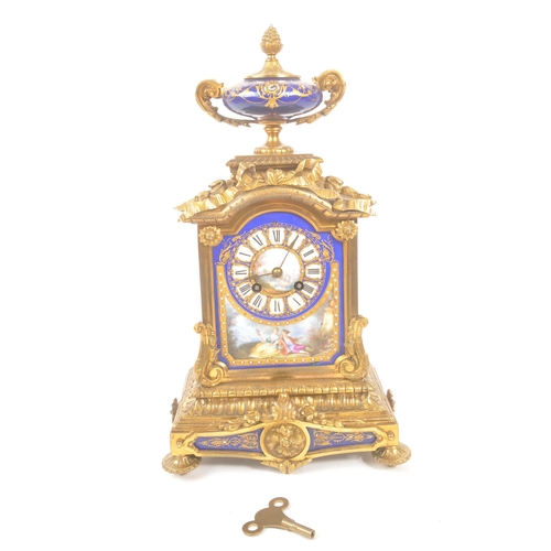 1131 - Japy Freres - A French 19th century Japy Freres, Paris gilt metal & enamel mantle clock. The clock h... 