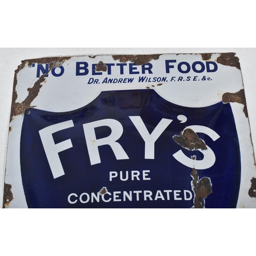 110 - Fry's Cocoa - an early 20th century 1910 Fry's Cocoa porcelain enamel advertising shop sign. The sig... 