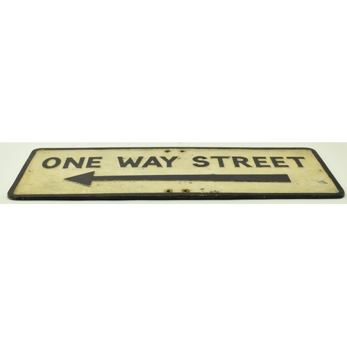 116 - A vintage 20th century cast aluminium road sign for One Way Street. The sign of rectangular form hav... 