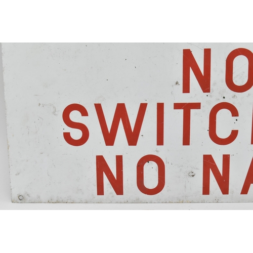 117 - A vintage 20th century aluminium forecourt / workshop warning sign. The sign of rectangular form hav... 