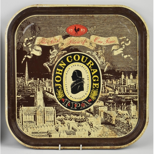 121 - Breweriana - a selection of three vintage late 20th century pub advertising tin trays. The trays inc... 