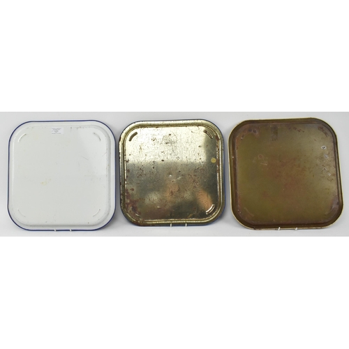 121 - Breweriana - a selection of three vintage late 20th century pub advertising tin trays. The trays inc... 