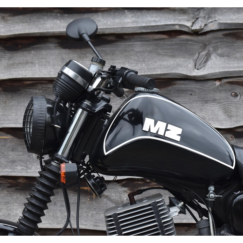 2 - G977 CPJ - a 1989 243cc MZ Motorenwerke Zschopau motorcycle. Black, with white detailing. First regi... 