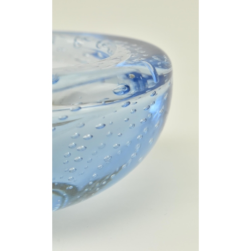 21 - Automobilia - A mid 20th century glass Whitefriars & Bentley advertising bowl in blue glass with bub... 