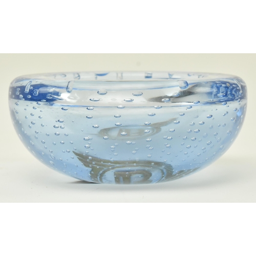 21 - Automobilia - A mid 20th century glass Whitefriars & Bentley advertising bowl in blue glass with bub... 