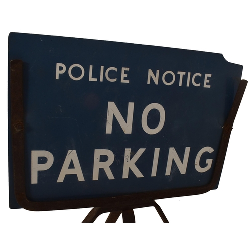 239 - A vintage mid 20th century double sided acrylic and wrought iron Police Notice sign for No Parking. ... 