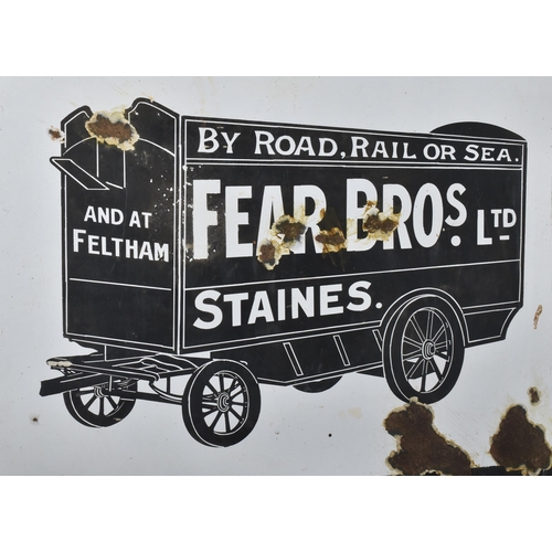 5 - Fear Bros. - a large early 20th century pictorial porcelain enamel advertising sign for Furniture Re... 