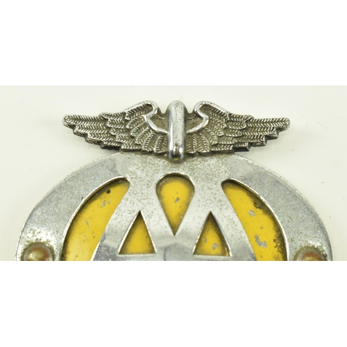 51 - Motoring interest - a vintage 20th century AA motorcycle chrome badge. Together with a Pyrex Social ... 