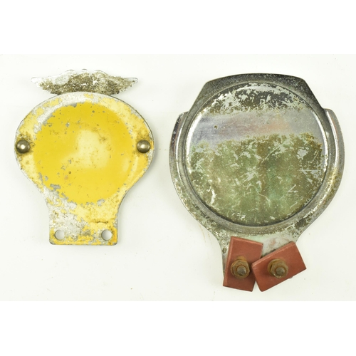 51 - Motoring interest - a vintage 20th century AA motorcycle chrome badge. Together with a Pyrex Social ... 