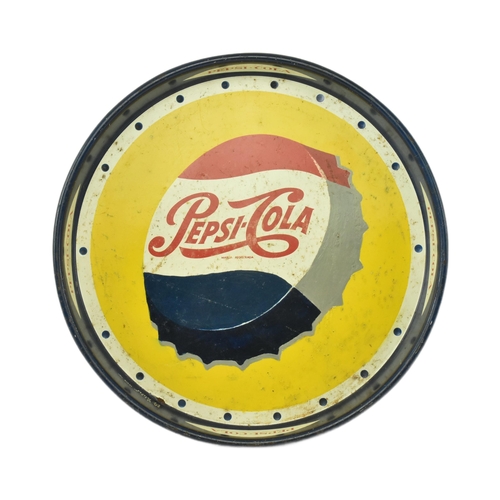 56 - Pepsi-Cola - a vintage mid century Pepsi Cola advertising enamel tin drinks tray. The tray painted w... 