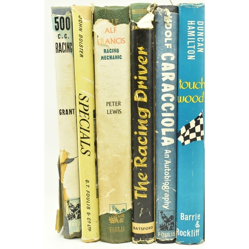 58 - Motoring interest. A collection of nine books on motor racing. The lot comprising Alf Francs, Racing... 