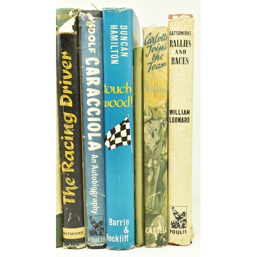 58 - Motoring interest. A collection of nine books on motor racing. The lot comprising Alf Francs, Racing... 