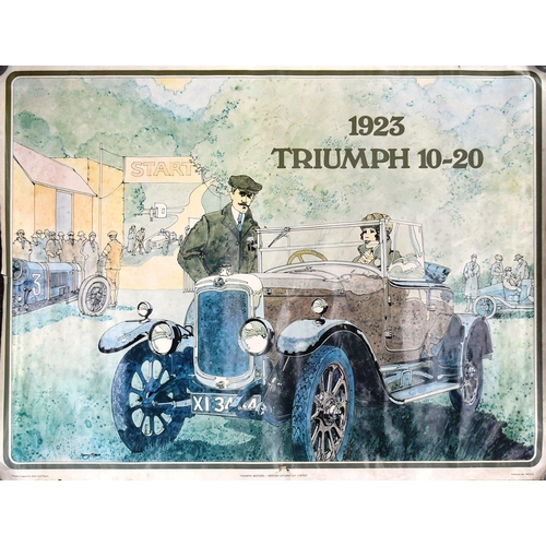 6 - Motoring interest - two vintage 1970s (1973) Triumph car dealership showroom posters by artist Barry... 