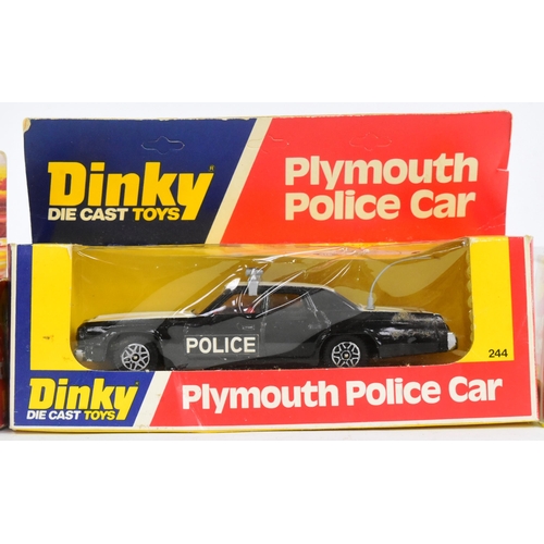 121 - Diecast - x3 original vintage Dinky Toys boxed diecast models comprising; 131 Jaguar E-Type, 244 Ply... 