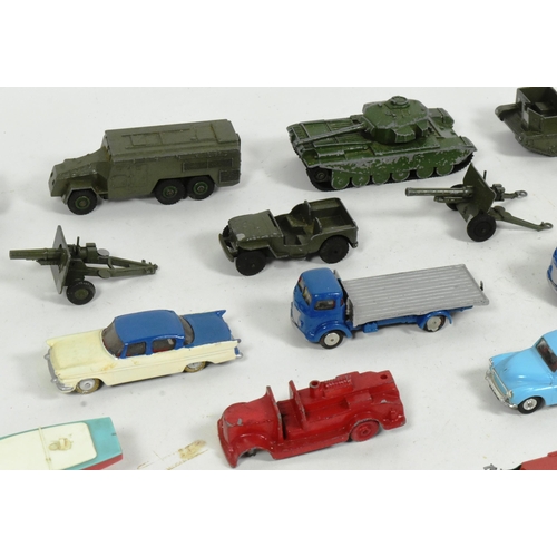 128 - Diercast - a collection of assorted vintage diecast model cars and military vehicles to include x2 T... 