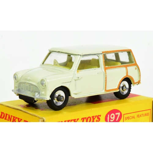 142 - Diecast - x2 original vintage Dinky Toys diecast model cars comprising 197 Morris Mini Traveller and... 