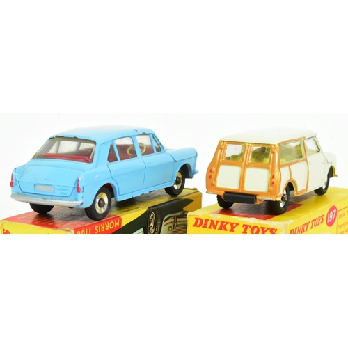 142 - Diecast - x2 original vintage Dinky Toys diecast model cars comprising 197 Morris Mini Traveller and... 