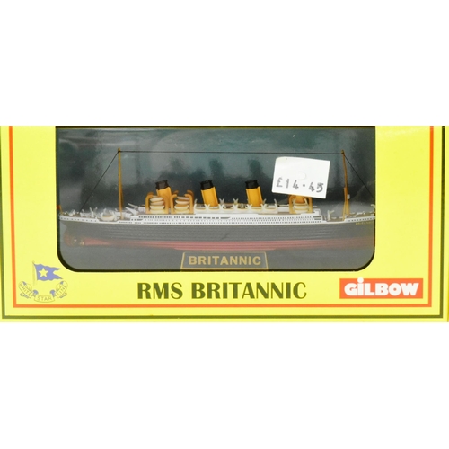 156 - White Star Line - Gilbow - x 3 White Star Line diecast 1/1750 scale models E10004 RMS Britannic, E10... 