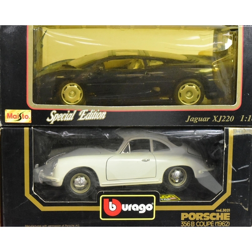 182 - Diecast - A collection of x6 1/8 scale model cars from various makers, such as Polistil, Maisto and ... 