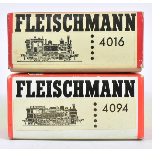 202 - Model Railway - x2 vintage German Fleischmann made HO / OO gauge model railway trainset locomotives ... 