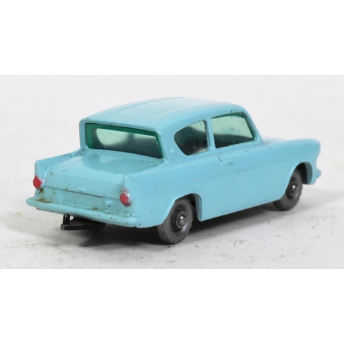 21 - Diecast - a vintage Lesney made Matchbox diecast model No. 7 Ford Anglia. Light blue with black chas... 