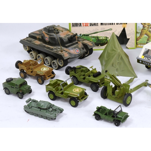 210 - Toy Soldiers - a collection of vintage Airfix 1/32 plastic military vehicles to include Bedford R.L ... 