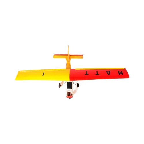 222 - Radio Controlled Plane - a vintage model RC plane fuselage and wings. Wooden construction, in red an... 