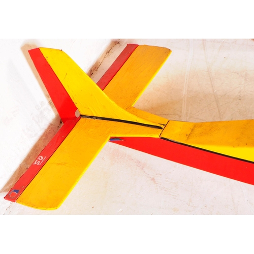 222 - Radio Controlled Plane - a vintage model RC plane fuselage and wings. Wooden construction, in red an... 