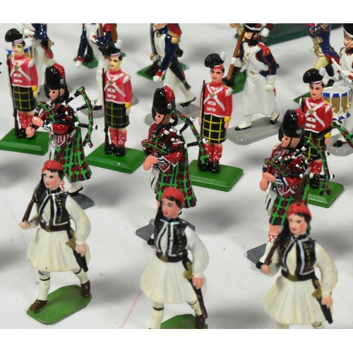 231 - A large collection of assorted hand painted metal toy soldiers to include; Highland Pipers, French C... 