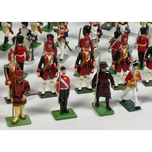 231 - A large collection of assorted hand painted metal toy soldiers to include; Highland Pipers, French C... 