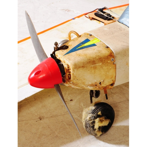 236 - Radio Controlled Plane - a vintage model RC plane fuselage and wings. Fitted with front engine and p... 