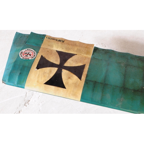 248 - Radio Controlled Plane - a vintage model RC plane fuselage and wings. Dark green with German cross a... 