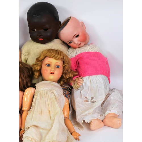 250 - Dolls - a collection of x9 vintage German bisque headed dolls to include; Armand Marseille, Heubach ... 